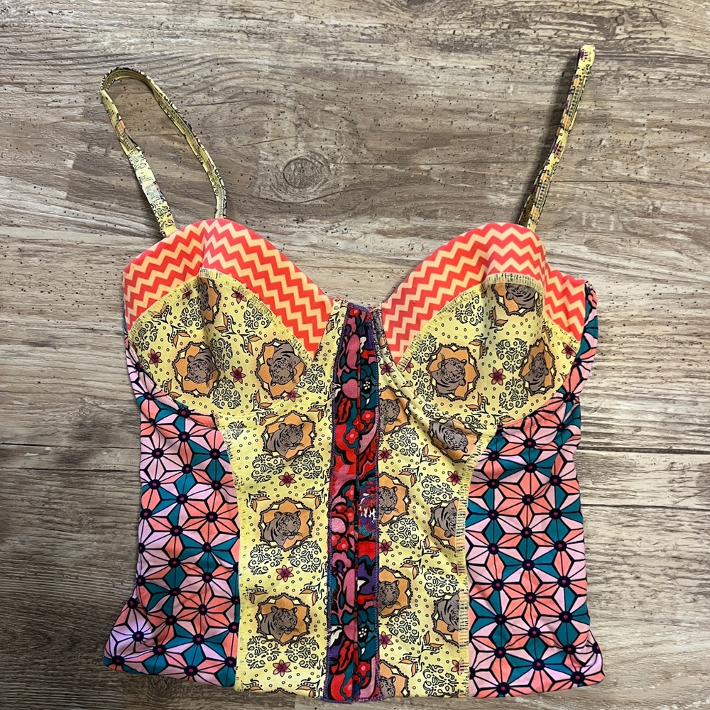 Maaji Multi-Print Bustier Crop Top tankini